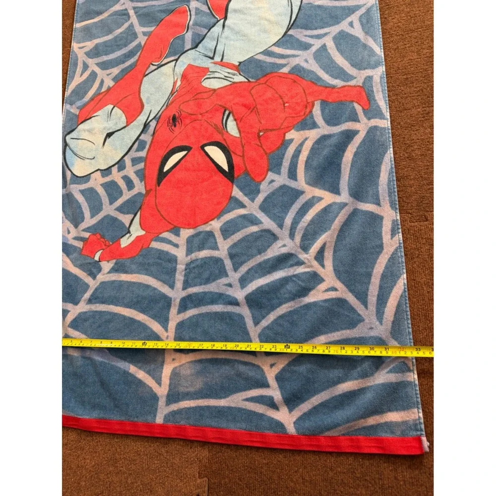Marvel Spider-Man Beach Towel Blue Red Web Graphic Cotton Bath Towel Kids